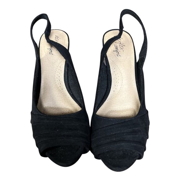 Dexflex Comfort Black Suede Slingback High Heel Shoes Size 7 - Picture 1 of 6